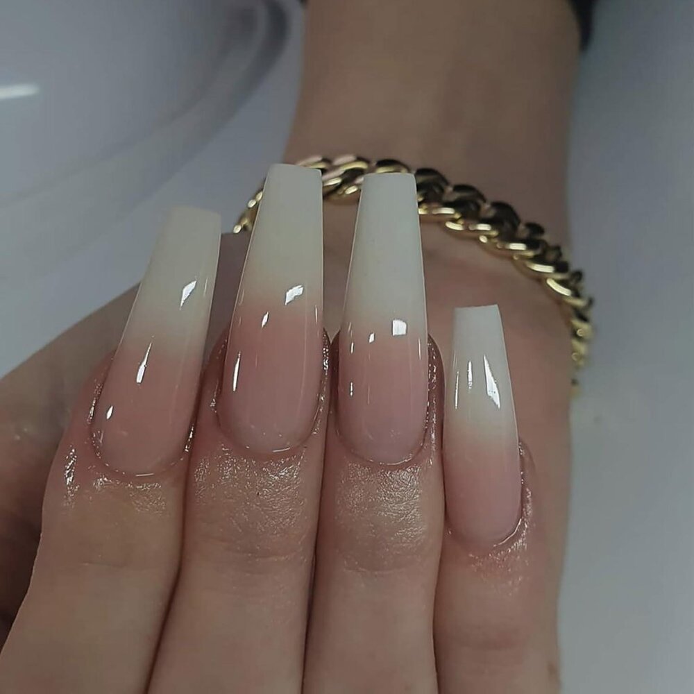French Tip Extra long Ballet False Nails